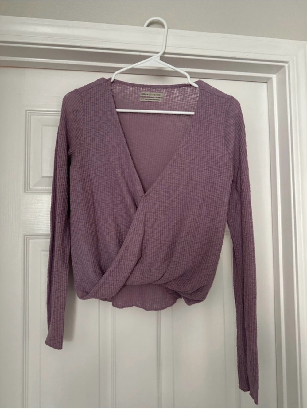 Urban outfitters purple Wrap-Front Ribbed Long Sleeve Top